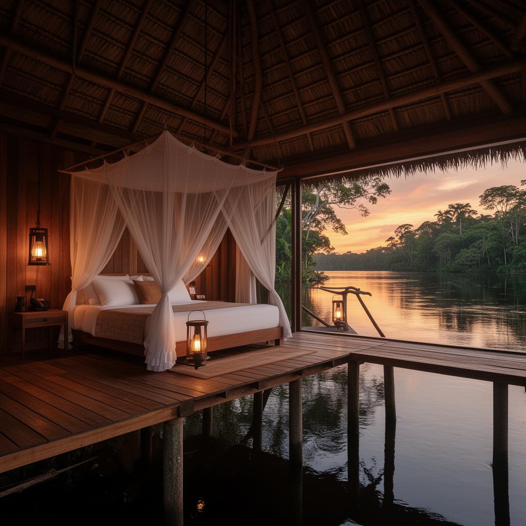 Stilted suite over the Rio Negro at the jungle lodge