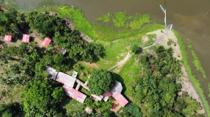Aerial view of the jungle hotel
